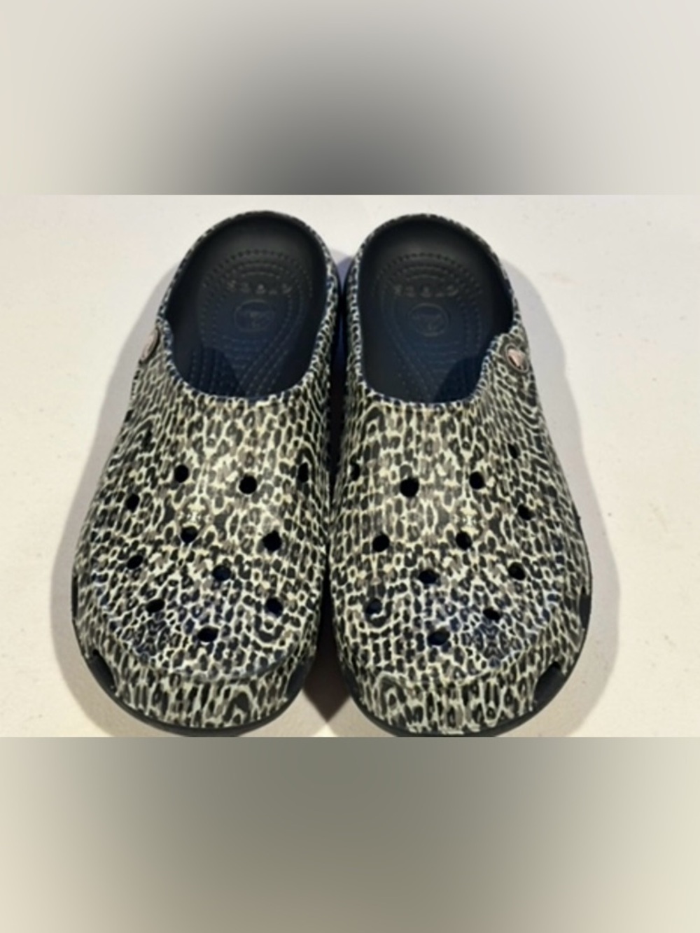 CROCS Women’s Leopard-Print Clogs in Black and Cream